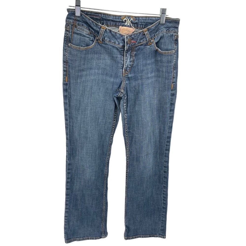 Worn Womens Flare Jeans Denim Stretch 5 Pocket Mid rise Medium Wash Blue Size 10